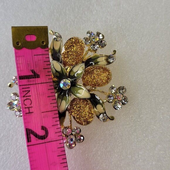 Golden Citrine Flower Spray Brooch Pin - Picture 7 of 9
